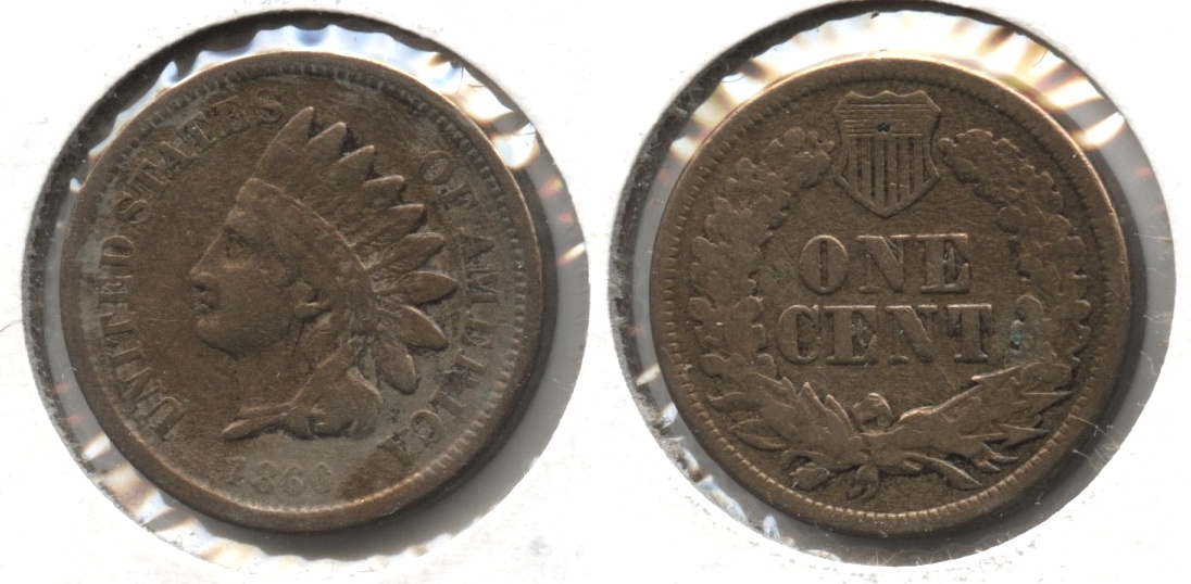 1860 Indian Head Cent Fine-12 #g Cleaned