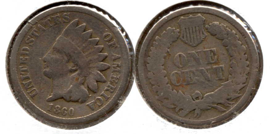 1860 Indian Head Cent Good-4 ab Cleaned