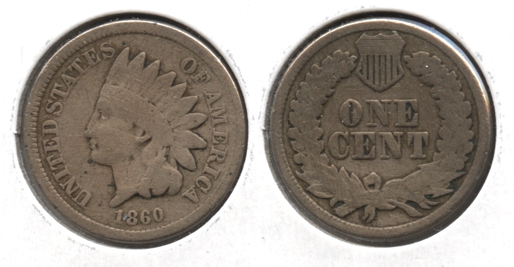 1860 Indian Head Cent Good-4 #at Cleaned Retoned