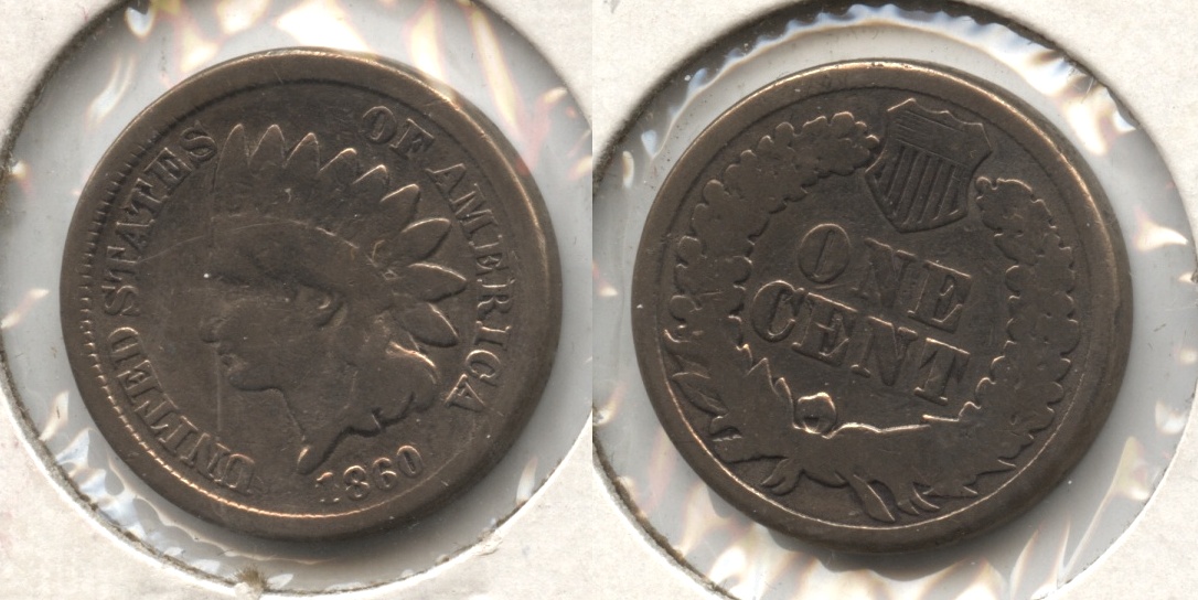 1860 Indian Head Cent Good-4 #bf Polished