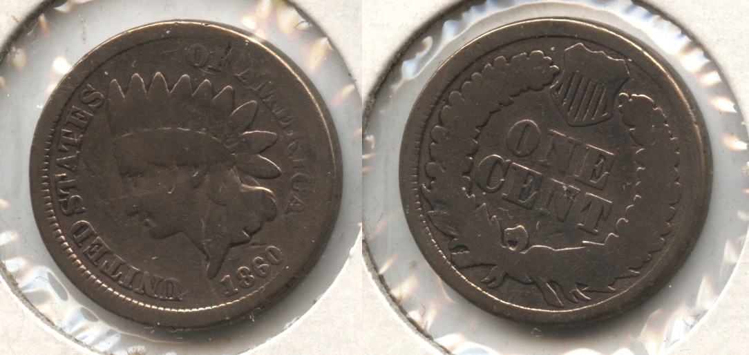 1860 Indian Head Cent Good-4 #bg Polished