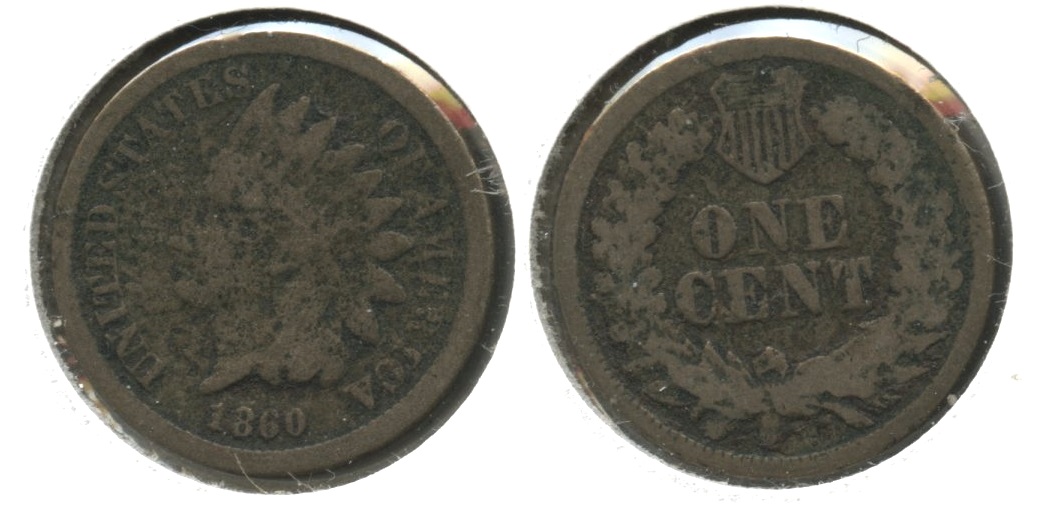 1860 Indian Head Cent Good-4 #bj Porous