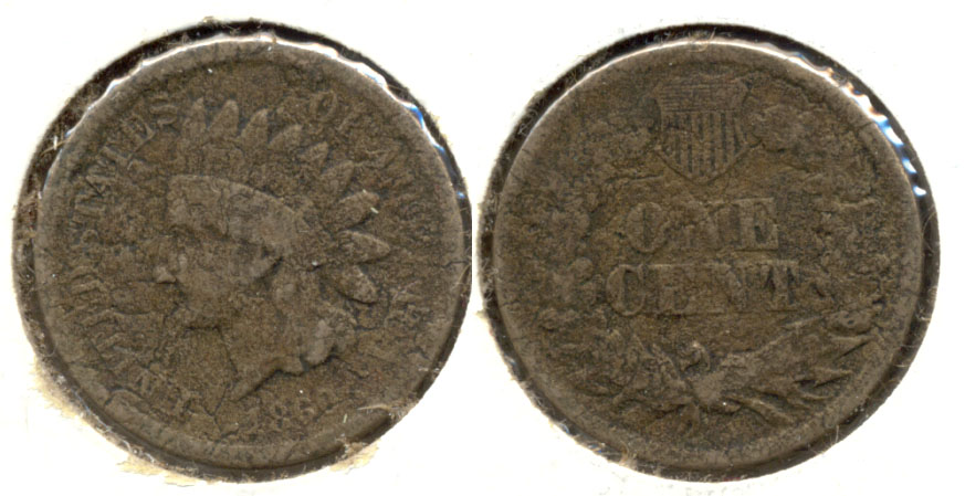 1860 Indian Head Cent Good-4 j Rough