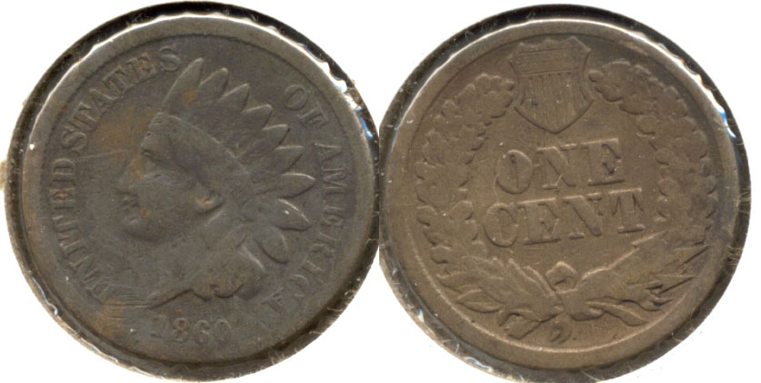 1860 Indian Head Cent Good-4 o Cleaned