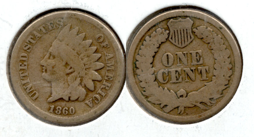 1860 Indian Head Cent Good-4 w