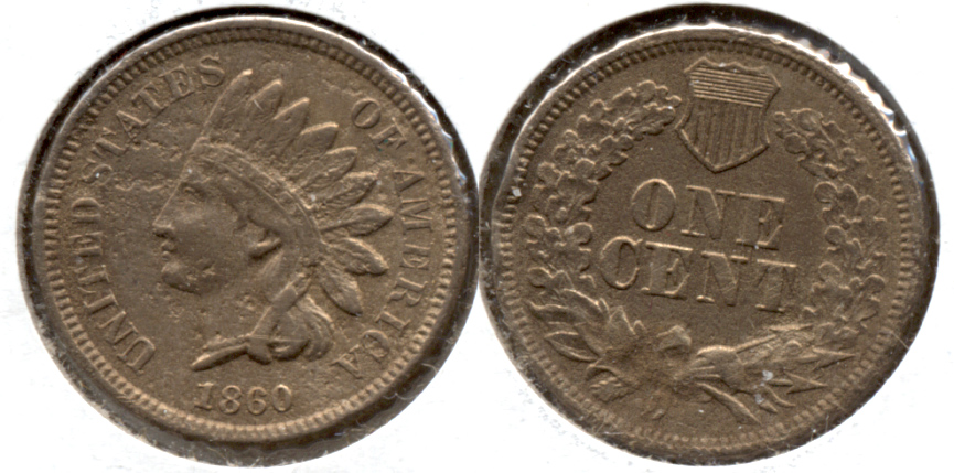 1860 Indian Head Cent VF-20 c Porous