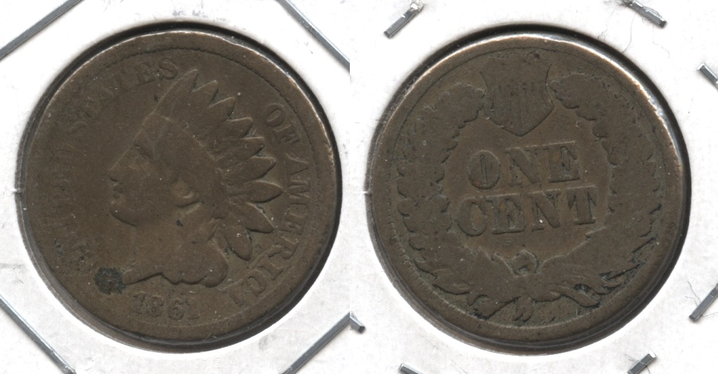 1861 Indian Head Cent Good-4 #ag Obverse Spot
