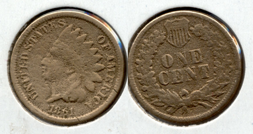 1861 Indian Head Cent Good-4 n Porous