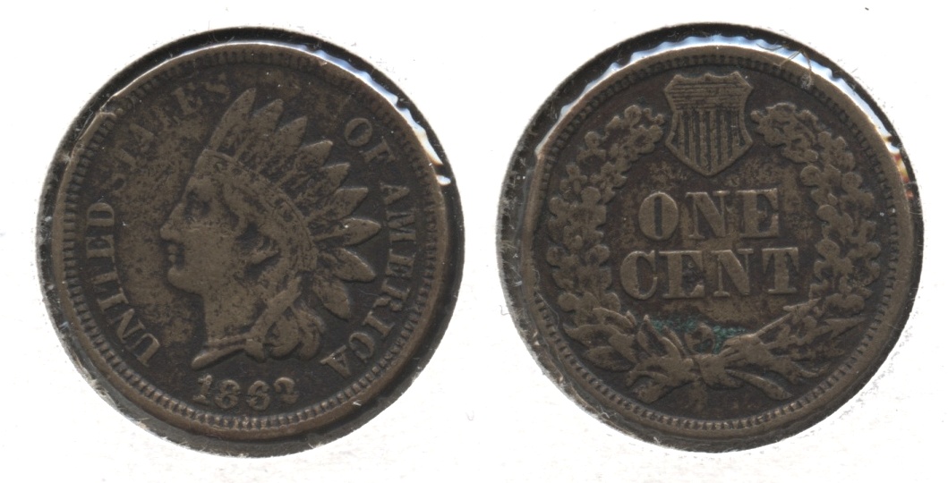 1862 Indian Head Cent Fine-12 #j Porous