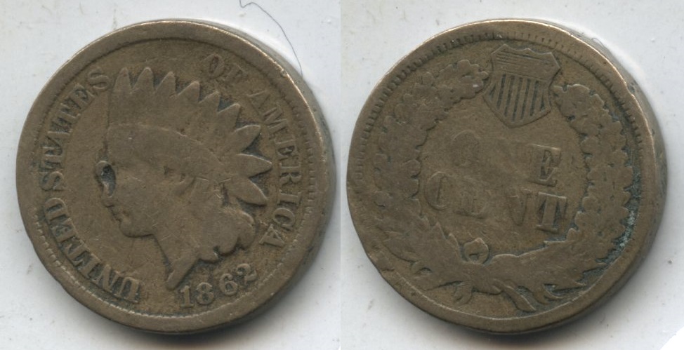 1862 Indian Head Cent G-4 #bu Obverse Hit
