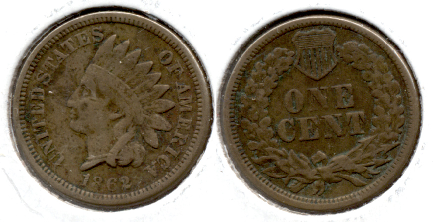 1862 Indian Head Cent VG-8 h