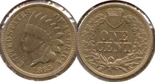 1863 Indian Head Cent AU-50
