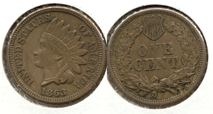 1863 Indian Head Cent AU-50 b