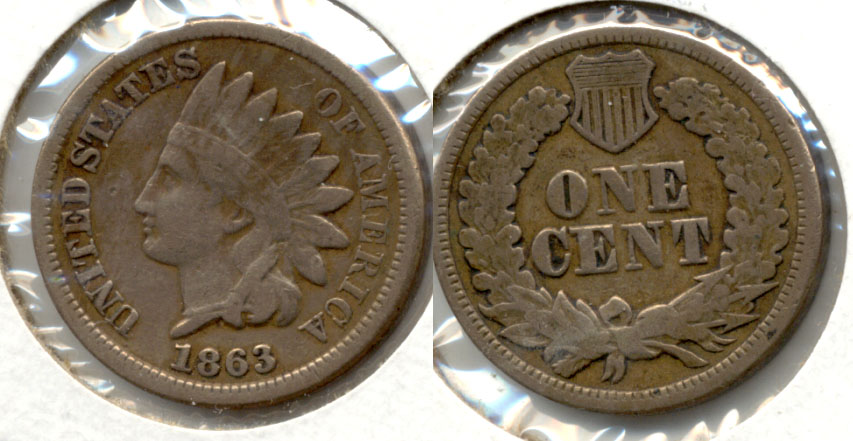 1863 Indian Head Cent Fine-12 b