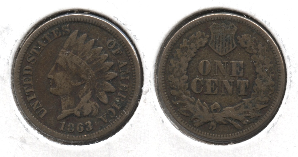 1863 Indian Head Cent Fine-12 #p