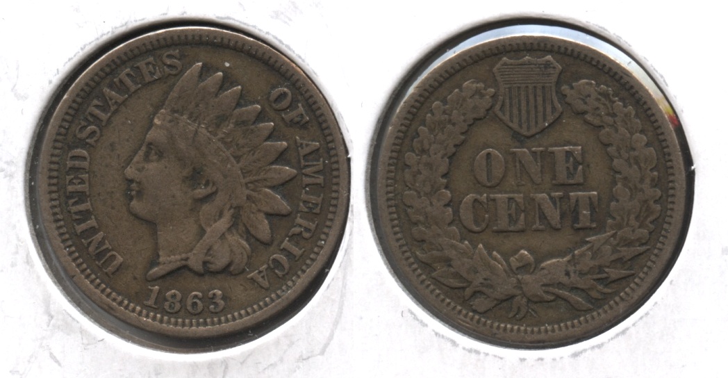 1863 Indian Head Cent Fine-12 #q