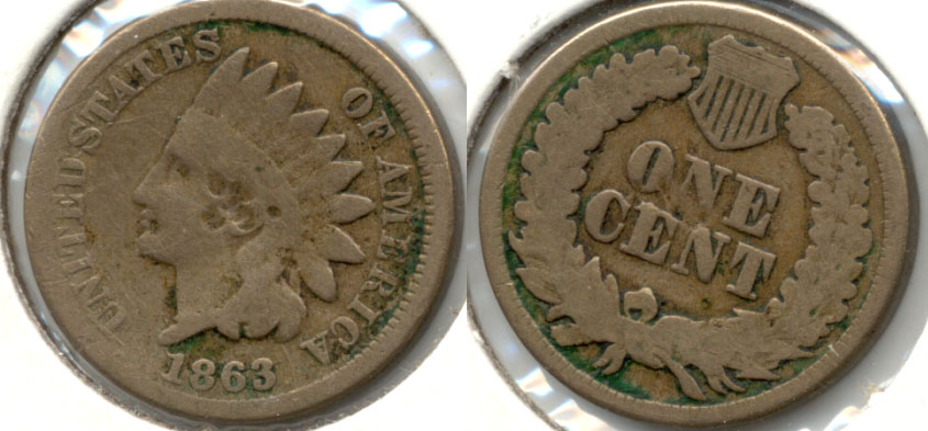 1863 Indian Head Cent Good-4 ac Obverse Hits