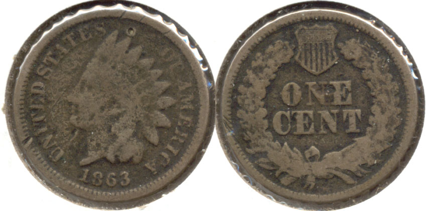 1863 Indian Head Cent Good-4 ad Dark