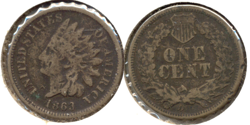 1863 Indian Head Cent Good-4 ae Dark