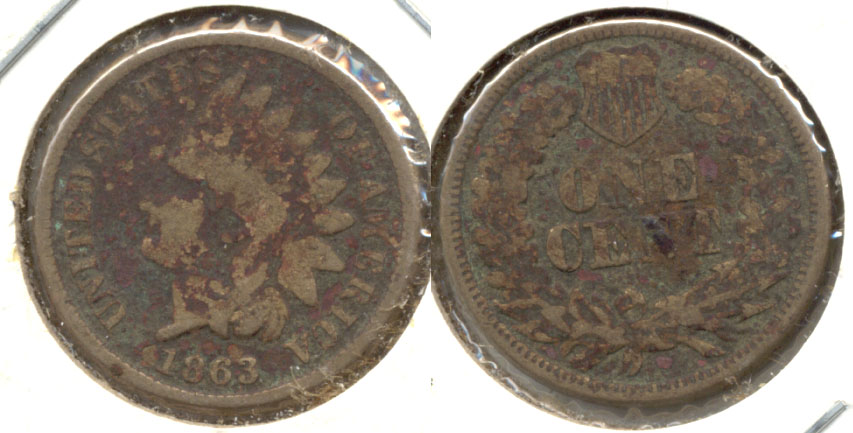 1863 Indian Head Cent Good-4 ak Dark