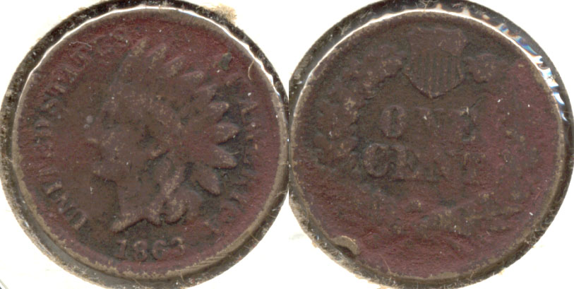 1863 Indian Head Cent Good-4 al Dark