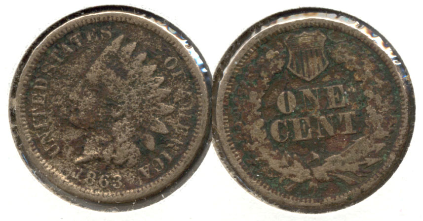 1863 Indian Head Cent Good-4 ar Pitting