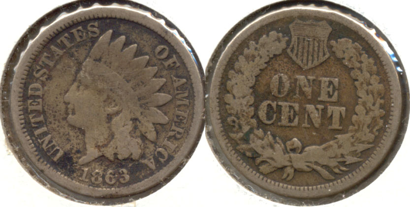1863 Indian Head Cent Good-4 aw