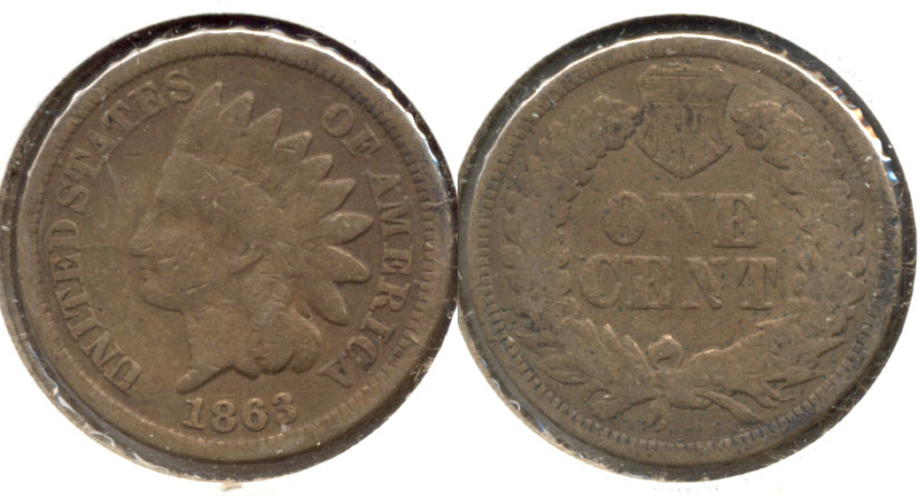 1863 Indian Head Cent Good-4 ba