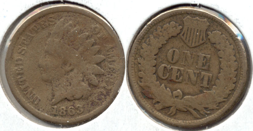 1863 Indian Head Cent Good-4 bc