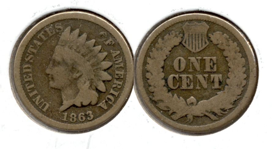 1863 Indian Head Cent Good-4 cm