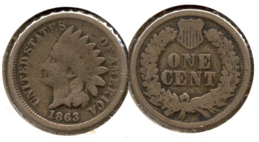 1863 Indian Head Cent Good-4 cy