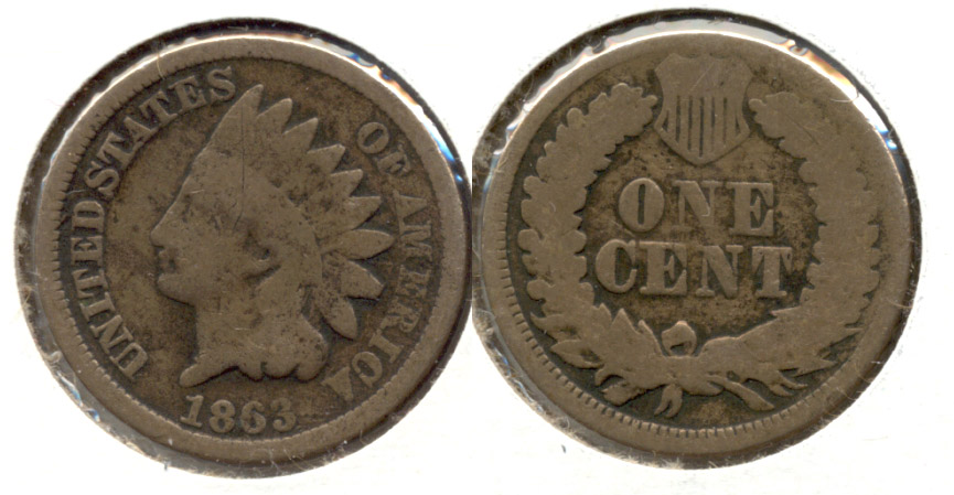 1863 Indian Head Cent Good-4 dx