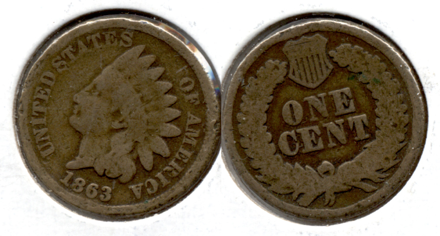1863 Indian Head Cent Good-4 ee Rim Chatter