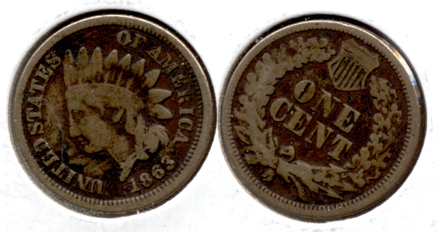 1863 Indian Head Cent Good-4 ev Dark