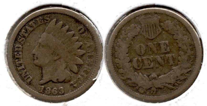 1863 Indian Head Cent Good-4 fb