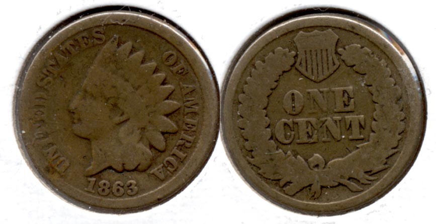 1863 Indian Head Cent Good-4 fk