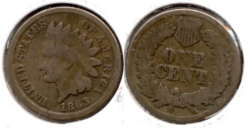 1863 Indian Head Cent Good-4 fm