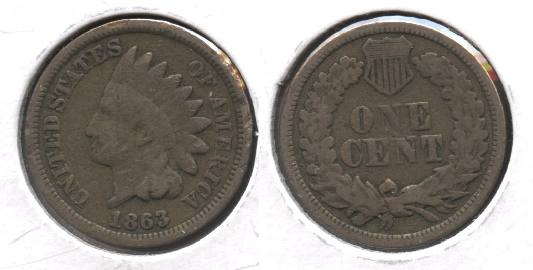 1863 Indian Head Cent Good-4 #gp Obverse Chatter