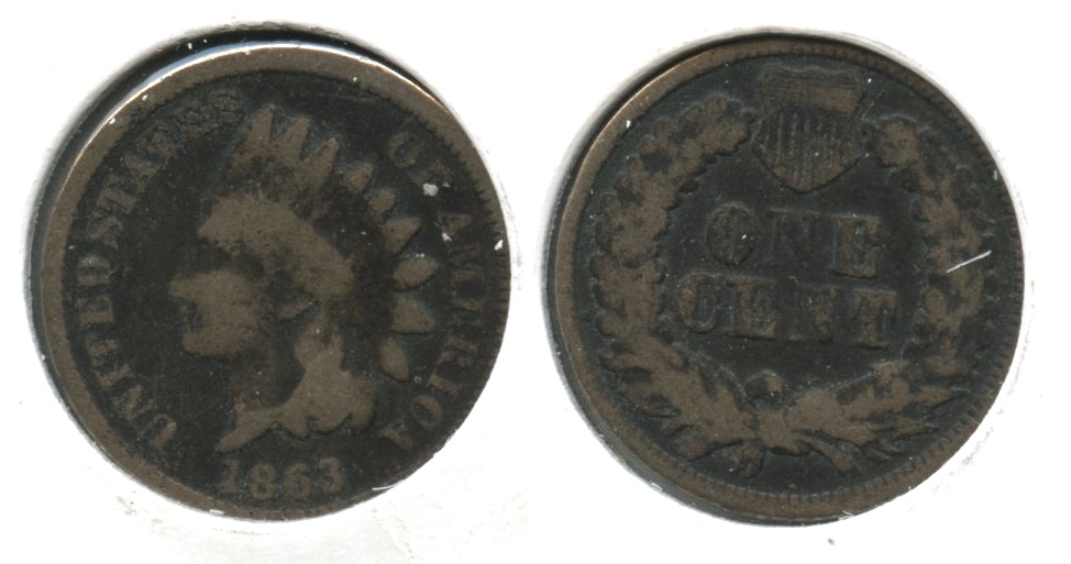 1863 Indian Head Cent Good-4 #gu Dark