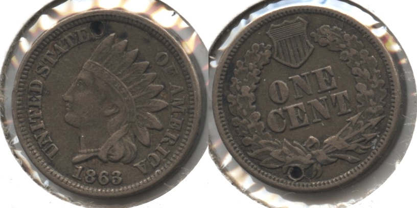 1863 Indian Head Cent VF-20 #i Holed