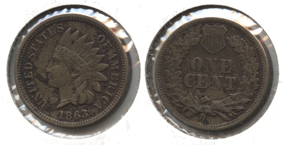 1863 Indian Head Cent VF-20 #j Obverse Flaw