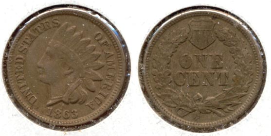 1863 Indian Head Cent VF-30