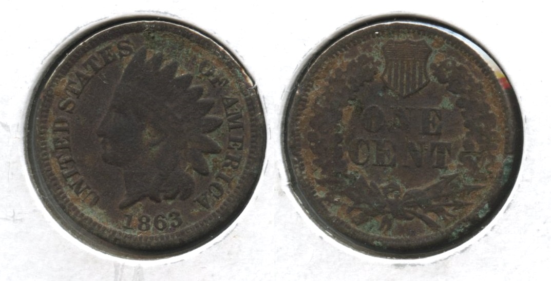 1863 Indian Head Cent VG-8 #af Corroded