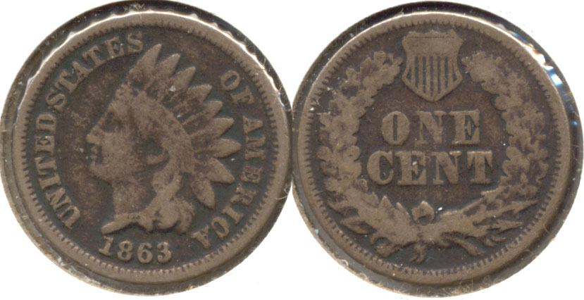 1863 Indian Head Cent VG-8 h