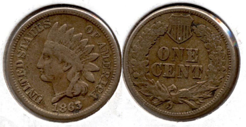 1863 Indian Head Cent VG-8 u Obverse Chatter