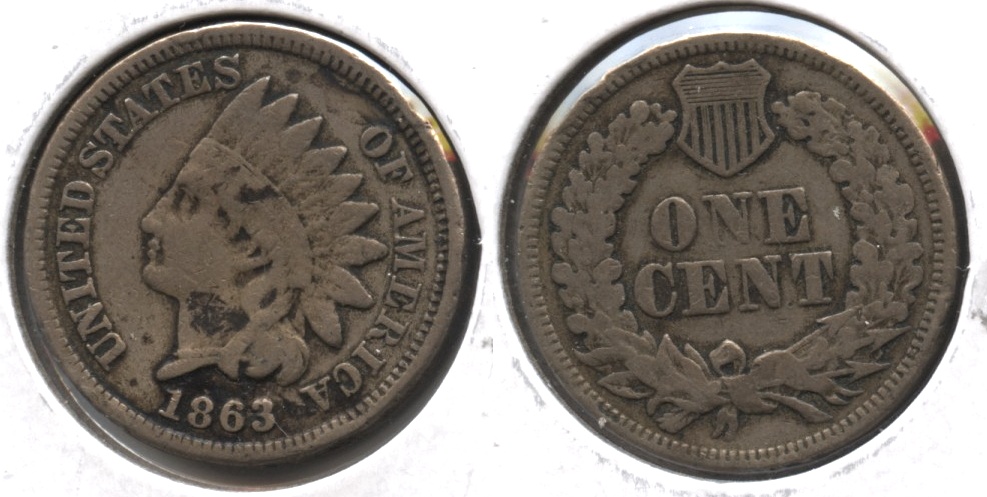 1863 Indian Head Cent VG-8 #y Rough Obverse