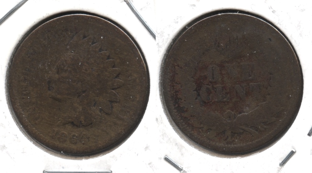 1864 L Indian Head Cent AG-3 #d Cleaned Retoned
