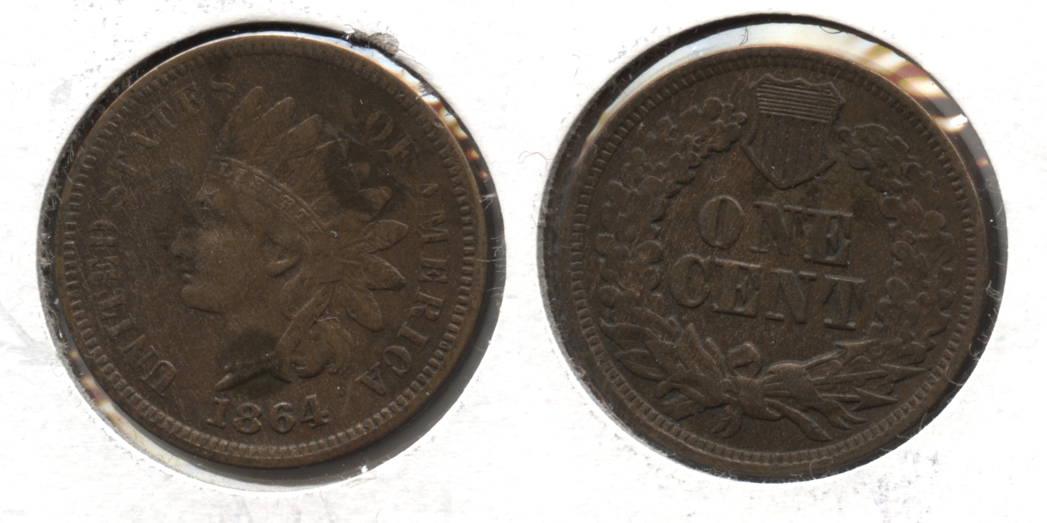 1864-L Indian Head Cent EF-40 #b Slightly Discolored