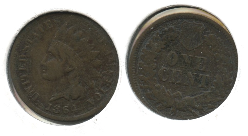 1864 L Indian Head Cent Fine-12 #c Old Scratch