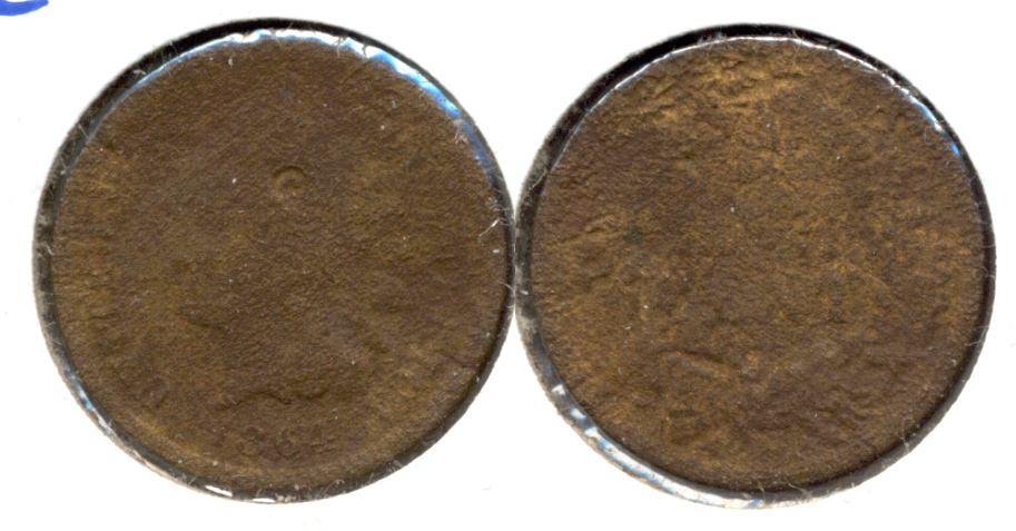 1864 Bronze Indian Head Cent AG-3 z Porous